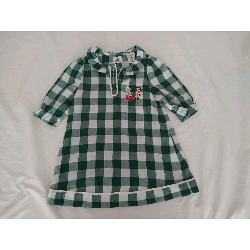 Disney Minnie Mouse Daisy Nightgown Pajamas Size 3 Plaid Check Holiday Christmas